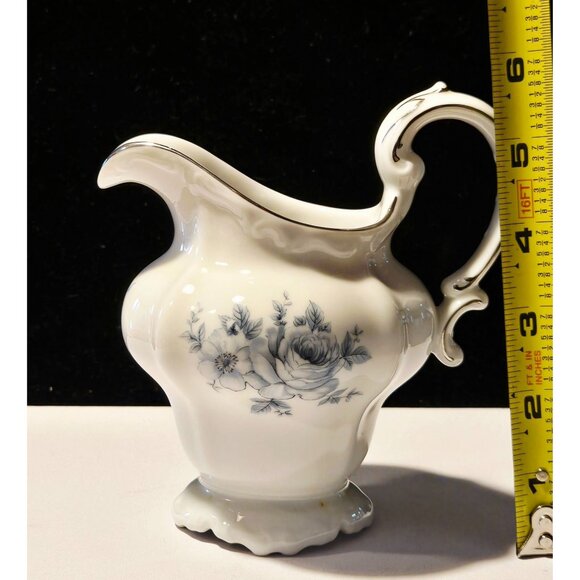 Vintage Blue Bouquet Platinum porcelain pitcher by Johann Haviland - Picture 9 of 10